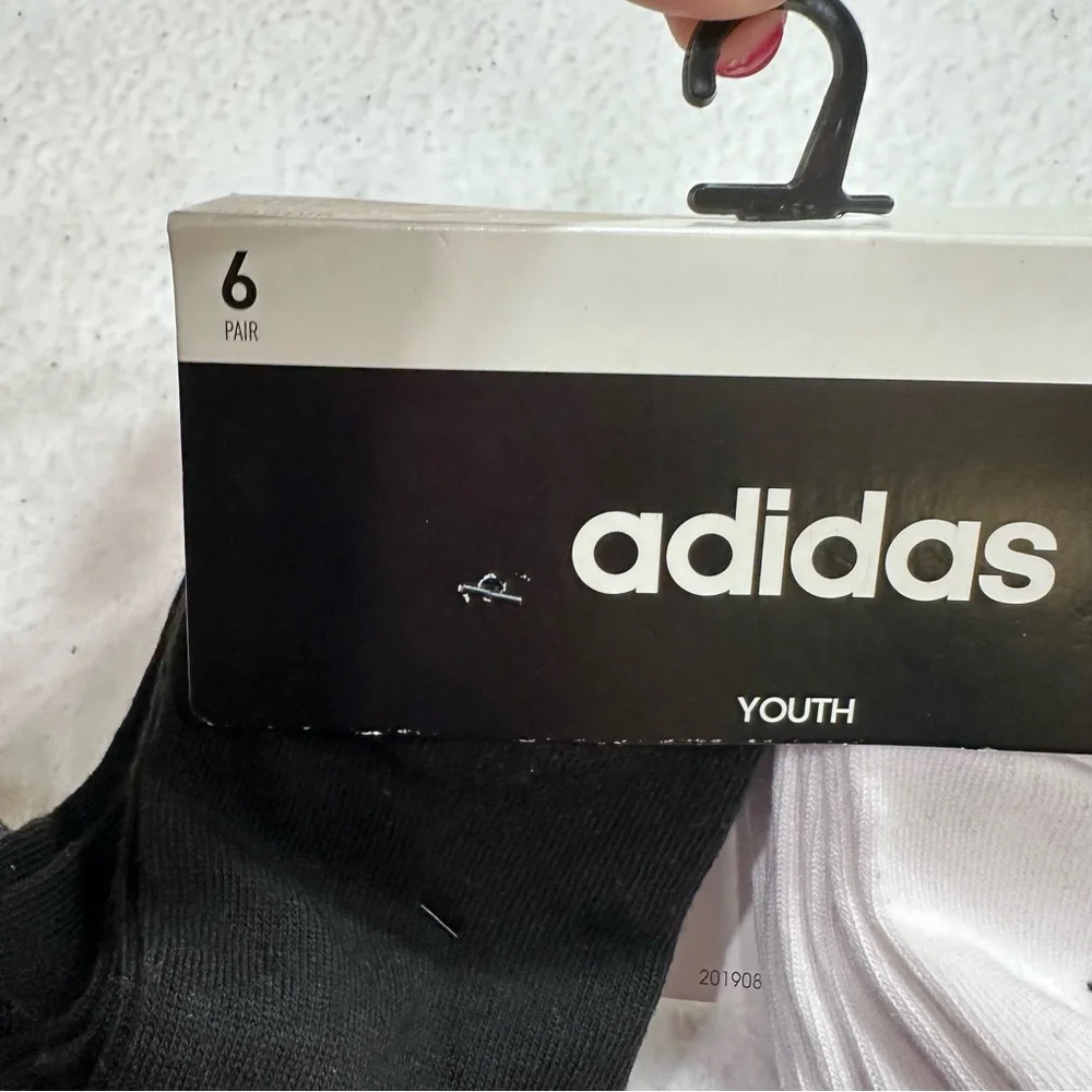 Adidas Youth Black and White Athletic Socks